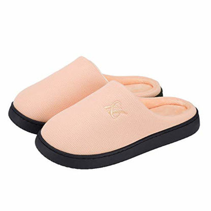 Picture of landeer Memory Foam Cotton Slippers Couple Style Men's and Women's House Casual Shoes (PinkOrange,Women9-10/Men7-8)