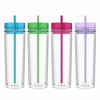 Picture of Maars Drinkware Double Wall Insulated Skinny Acrylic Tumblers with Straw and Lid, 16 oz. (4 pack, Tropical)