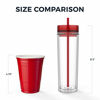 Picture of Maars Drinkware Double Wall Insulated Skinny Acrylic Tumblers with Straw and Lid, 16 oz. (4 pack, Tropical)