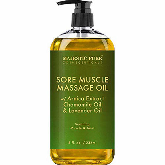 Picture of MAJESTIC PURE Arnica Sore Muscle Massage Oil for Body - Best Natural Therapy with Lavender and Chamomile Essential Oils - Warming, Relaxing, Massaging Joint & Muscles - 8 fl. oz