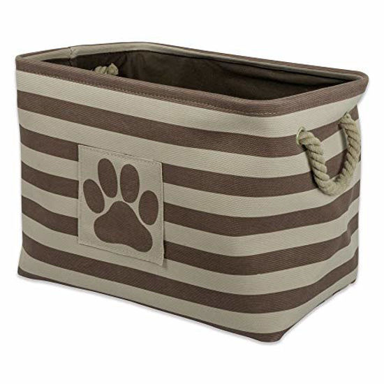 Picture of Bone Dry Striped Paw Patch Bin, Large Rectangle, Brown