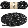 Picture of DELELE 2 Pair Non-slip Outdoor Mountaineering Hiking Walking Shoelaces Round Black White String Rope Boot Laces Strong Durable Bootlaces-55.12"