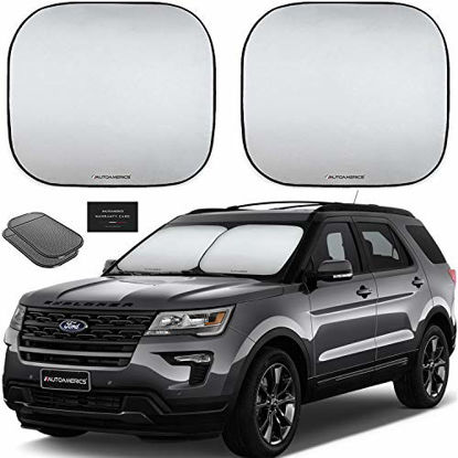 Picture of Autoamerics Windshield Sun Shade 2-Piece Foldable Car Front Window Sunshade for Most Sedans SUV Truck - Auto Sun Blocker Visor Protector Blocks Max UV Rays and Keeps Your Vehicle Cool (Universal Fit)