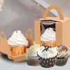 Picture of Kraft Cupcake Boxes,50pcs Single Cupcake Carrier with Window Insert and Handle Kraft Pastry Containers Muffins Cupcake Carriers for Bakery Wrapping Party Favor Packing