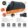 Picture of XYZCTEM Motorcycle Cover - All Season Waterproof Outdoor Protection - Precision Fit up to 108 Inch Tour Bikes, Choppers and Cruisers - Protect Against Dust, Debris, Rain and Weather(XXL,Black& Orange)