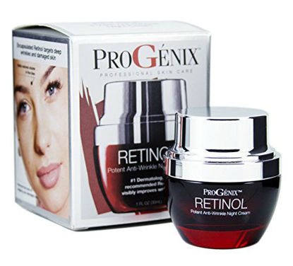 Picture of Progenix Profesional Skin Care Retinol Anti-Wrinkle Night cream for fine lines, deep wrinkles, sun damaged skin. 1oz