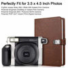 Picture of Fintie Wallet Photo Album for Fujifilm Instax Wide 300, Polaroid OneStep 2-64 Pockets (Snap Fastener) Album, Compatible with Polaroid POP, Originals 600 Camera 3.5x4.5 Inch Film (Vintage Brown)