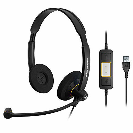 Picture of Sennheiser Consumer Audio SC 60 USB ML (504547) - Double-Sided Business Headset | For Skype for Business | with HD Sound, Noise-Cancelling Microphone, & USB Connector (Black)