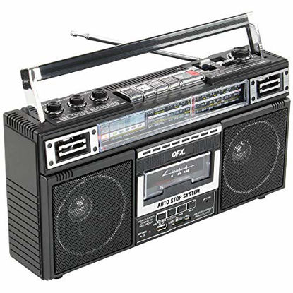 Picture of QFX J-220BT ReRun X Cassette Player Boombox with 4-Band Radio, MP3 Converter, and Bluetooth