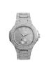 Picture of Bling-ed Out Cuban Bracelet with Oblong Silver Iced Look Hip Hop Watch - 8475BC Cuban Silver