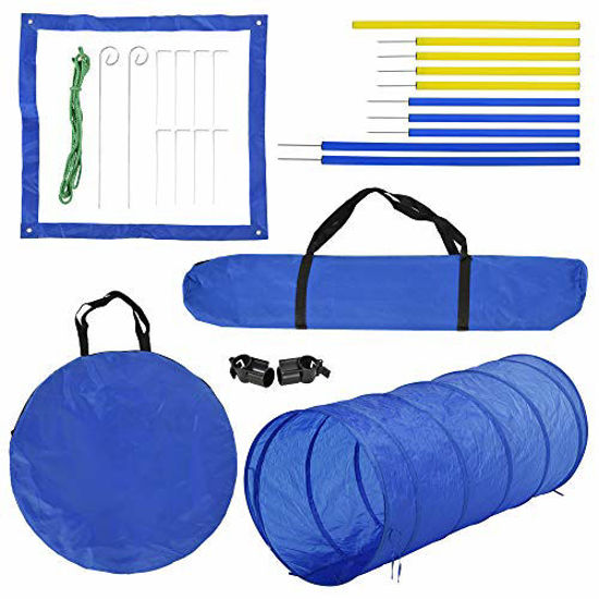 Picture of PawHut 4PC Obstacle Dog Agility Training Course Kit Backyard Competitive Equipment- Blue/Yellow