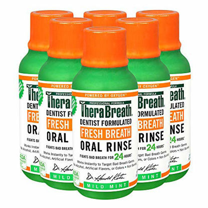 Picture of TheraBreath Fresh Breath Oral Rinse, Mild Mint, 3 Ounce Bottle, Pack of 6