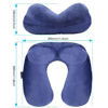 Picture of UROPHYLLA Inflatable Travel Pillow, Soft Velvet Inflatable Travel Neck Pillow for Airplanes, Train, Car, Home and Office with Packsack & Comfortable Velvet - Blue