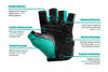 Picture of Workout Gloves Men Women Half Finger Weight Lifting Gloves with Anti Slip Design for Gym Exercise Fitness Training Lifts Made of Leather and Lycra Spandex Fiber, Turquoise M