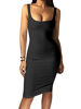 Picture of LAGSHIAN Women's Sexy Bodycon Tank Dress Sleeveless Basic Midi Club Dresses Black