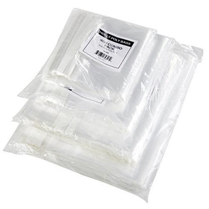 Picture of Holly Poly Bags - 400 Industrial Strong Clear Poly Bag Combo Set - 100 Bags Per Size - 6x9, 8x10, 9x12, 11x14 - Super Strong Seal with Suffocation Warning