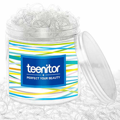 Picture of Clear Elastic Hair Bands, Teenitor 2000pcs Mini Hair Rubber Bands with a Box, Soft Hair Elastics Ties Bands 2mm in Width and 30mm in Length