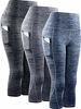 Picture of Neleus Women's 3 Pack Tummy Control High Waist Yoga Capri Leggings with Pockets,9034,Black,Grey,Navy Blue,US 2XL,EU 3XL