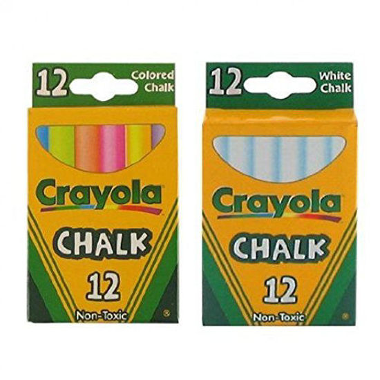 Crayola Chalk White & Colored 12-Pack (1 Pack of White & 1 Pack of Colored)