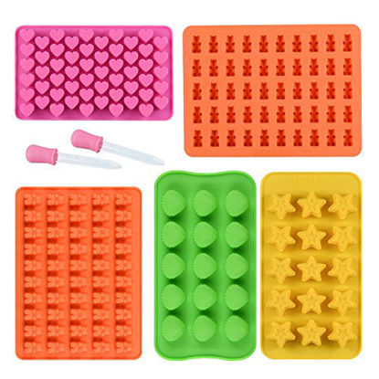 Picture of Chocolate Molds Gummy Molds Silicone - Candy Mold and Silicone Ice Cube Tray Nonstick Including Hearts, Stars, Shells