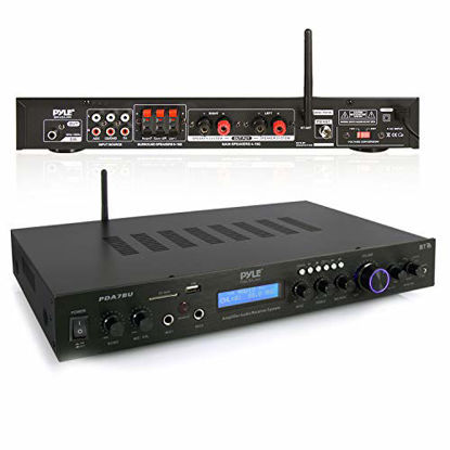 Picture of Pyle - 5 Channel Rack Mount Bluetooth Receiver, Home Theater Amp, Speaker Amplifier, Bluetooth Wireless Streaming, MP3/USB/SD/AUX/FM Radio, 200 Watt, w/ Digital ID3 LCD Display from - PDA7BU,Black