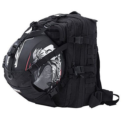 Picture of Seibertron Waterproof Large Capacity Molle Motorcycle Helmet Holder/Cycling Helmet Storage/Hiking Helmetcatch Bag/Backpack Also Fit Basketball Football Soccer Backpack Black