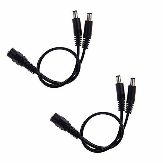 Picture of Bronagrand 2pcs DC Power 1 Female to 2 Male 5.1mm X 2.1mm DC Power Adapter Splitter Cable for CCTV Security Cameras LED Strip Light