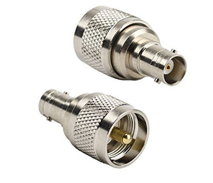 Picture of DHT Electronics 2pcs RF coaxial coax adapter BNC female to UHF male PL-259 PL259