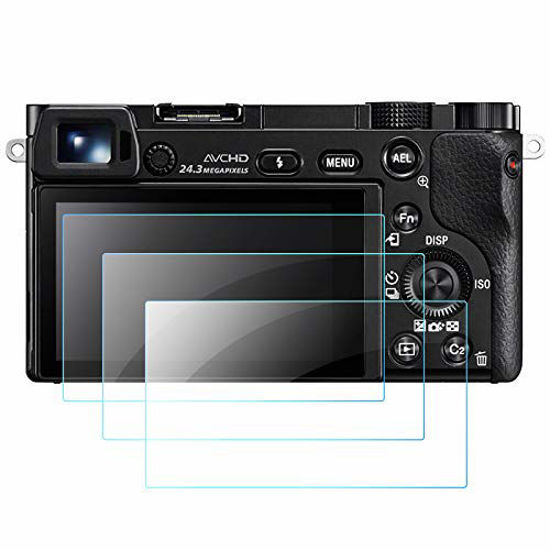 Picture of QIBOX Glass Screen Protector Compatible with Sony Alpha A6600 A6100 A6400 A6000 A5000 A6300 NEX-7 NEX-3N NEX-5 NEX-6L, 3-Pack Tempered Glass Anti-scratch Ultra-Clear Cover(NOT for a6500/a5100)