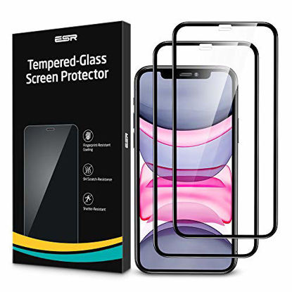 Picture of ESR Full-Coverage Tempered-Glass Compatible for iPhone 11 Screen Protector/iPhone XR Screen Protector [2-Pack] [Easy Installation Frame] [3D Curved Edges] for iPhone 11, iPhone XR