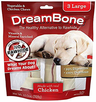 Picture of Dreambone Vegetable & Chicken Dog Chews, Rawhide Free, Large, 3-Count