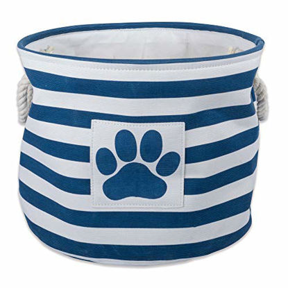 Picture of Bone Dry Striped Paw Patch Bin, Small Round, Navy