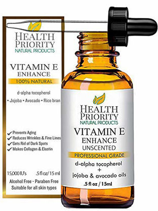 Picture of Organic Vitamin E Oil - Small Batch, Hand Made in South Carolina Using Sunflower Oil. Nourish Your Face and Repair Damaged Skin Naturally. (Unscented- 0.5 Fl Oz)