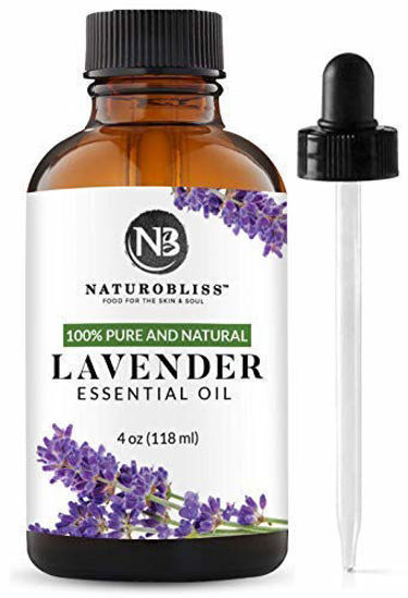 Picture of NaturoBliss Lavender Essential Oil, 100% Pure Therapeutic Grade, Premium Quality Lavender Oil, 4 fl. Oz - Perfect for Aromatherapy and Relaxation