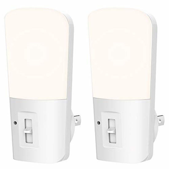 Picture of LOHAS Dimmable Night Light, Plug in LED Night Light Dusk to Dawn Light, Daylight 5000k from 5lm to 80lm Brightness Adjustable Bright Mini Wall Night Light for Kids Baby Bedroom Stairway Nursery 2 Pack