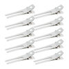 Picture of 50pcs Hairdressing Double Prong Curl Clips, Wobe 1.8" Curl Setting Section Hair Clips Metal Alligator Clips Hairpins for Hair Bow Great Pin Curl Clip, Styling Clips for Hair Salon, Barber (Silver)