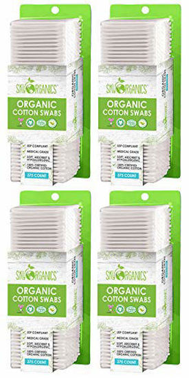 Picture of Organic Cotton Swabs by Sky Organics (1500 ct.) Natural Cotton Buds, Cruelty-Free Cotton Swabs, Biodegradable, All Natural Cotton Swabs, Chlorine-Free Hypoallergenic Cotton Swabs (4 Pack x375 CT)