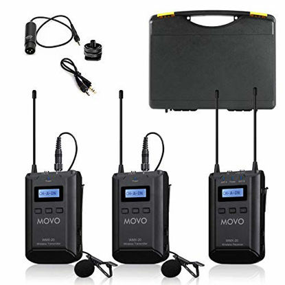 Picture of Movo WMX-20-DUO 48-Channel UHF Wireless Lavalier Microphone System with 1 Receiver, 2 Transmitters, and 2 Lapel Microphones Compatible with DSLR Cameras (330' ft Audio Range)