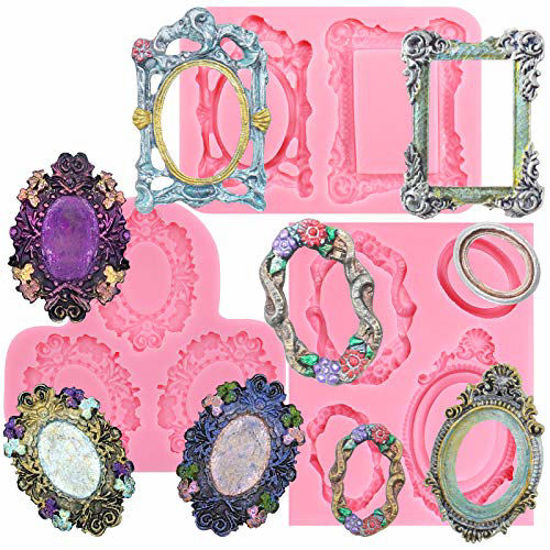 Picture of FUNSHOWCASE Vintage Frame Collections Silicone Molds, for Sugar Paste, Chocolate, Fondant, Butter, Resin, Polymer Clay, Gum Paste, Wax, 3-in-Set