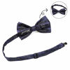 Picture of Men's Paisley Bow Tie& Hanky& Cufflinks Set (Dark Navy)