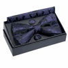 Picture of Men's Paisley Bow Tie& Hanky& Cufflinks Set (Dark Navy)