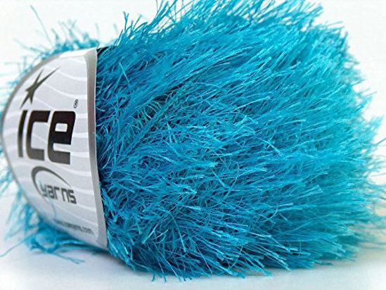 Picture of Turquoise Blue Eyelash Yarn 50 Gram Ice 22778