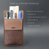 Picture of Pocket Protector, Leather Pen Pouch Holder Organizer, for Shirts Lab Coats, Hold 5 Pens, New Design to Keep Pens Inside When Bend Down. No Breaking of Pen Clip. Thick PU Leather, 2 Per Pack.