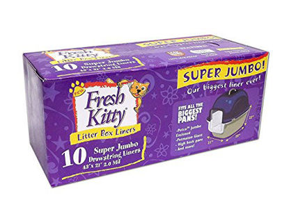 Picture of Fresh Kitty Super Thick, Durable, Easy Clean Up Jumbo Drawstring Scented Litter Pan Box Liners, Bags for Pet Cats, 10 ct