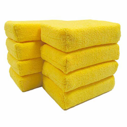 Picture of Polyte Microfiber Detailing Wax Applicator Foam Sponge (Yellow, 8 Pack, 6x4x1.5)