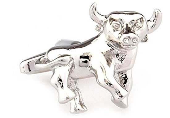 Picture of MRCUFF Bull 3D Wall Street Pair Cufflinks in a Presentation Gift Box & Polishing Cloth