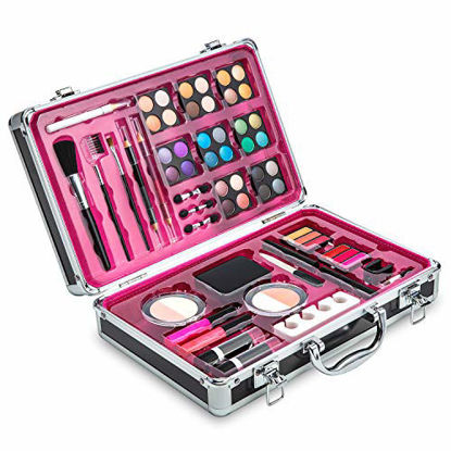 Picture of Vokai Makeup Kit Set - 32 Eye Shadows 6 Lip Glosses 2 Lip Gloss Wands 2 Lipsticks 1 Face Powder Duo 1 Blush Powder Duo 1 Mascara - Case with Carrying Handle