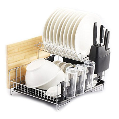 Picture of PremiumRacks Professional Dish Rack - 304 Stainless Steel - Fully Customizable - Microfiber Mat Included - Modern Design - Large Capacity