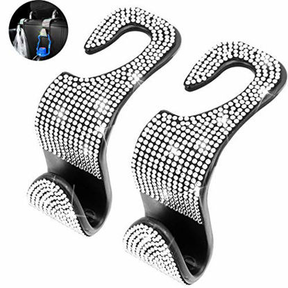 Picture of Seametal Bling Car Seat Hanger Backseat,Bling Car Accessories for Women,Headrest Auto Seat Hook Back Seat