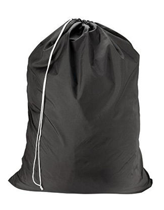 Picture of Nylon Laundry Bag - Locking Drawstring Closure and Machine Washable. These Large Bags Will Fit a Laundry Basket or Hamper and Strong Enough to Carry up to Three Loads of Clothes. (Black)